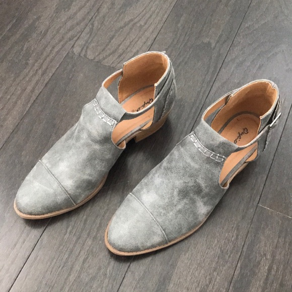 gray cut out booties